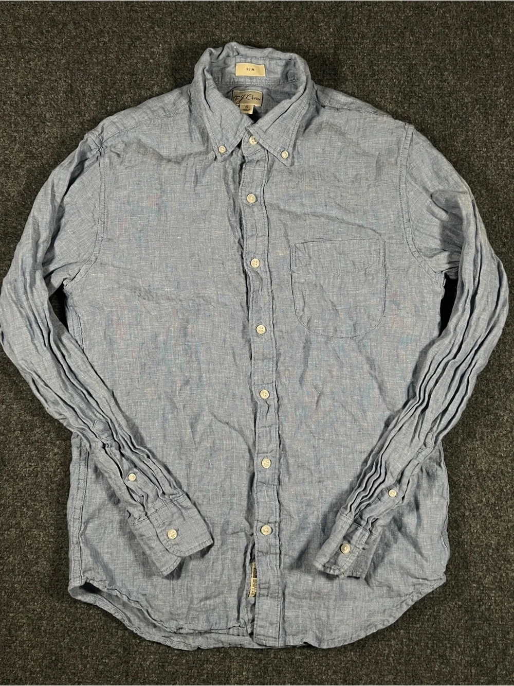 J.Crew Baird McNutt 100% Irish Linen Shirt Men's Small Blue Garment Dyed Indigo
